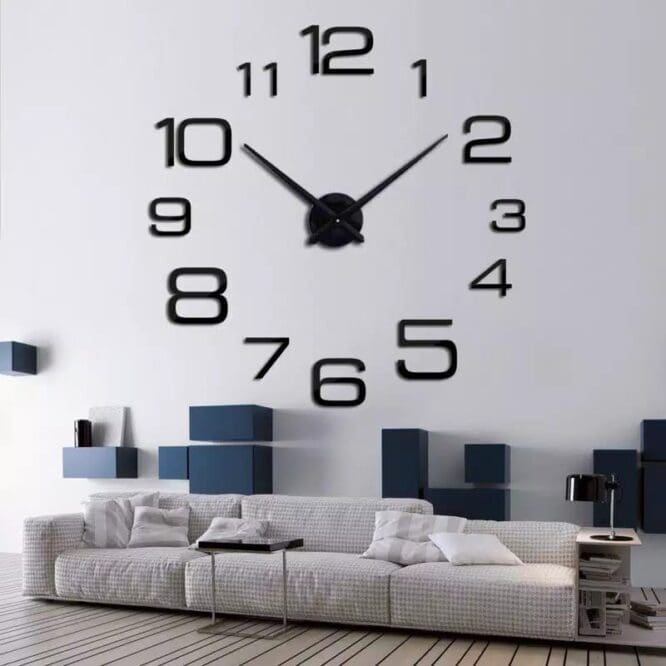Jam Dinding Tempel DIY 3D Jumbo Tipe DIY108 Black Uk. Dia. 80-130cm
