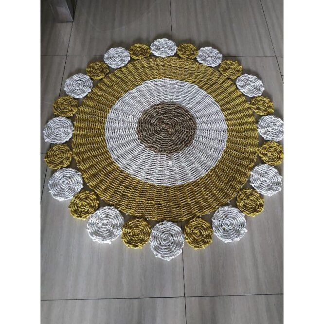 Karpet Rug anyaman kuning rose1