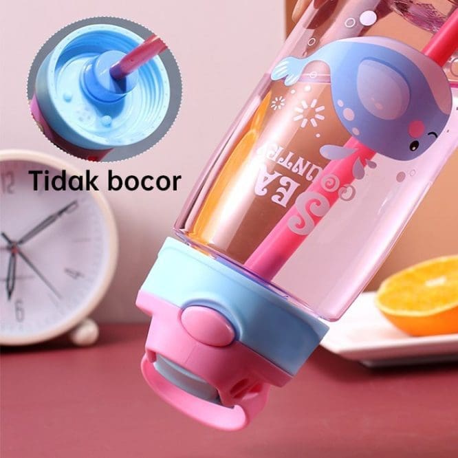 Botol Minum Anak Plastik BPA Free Dengan Sedotan 480ml