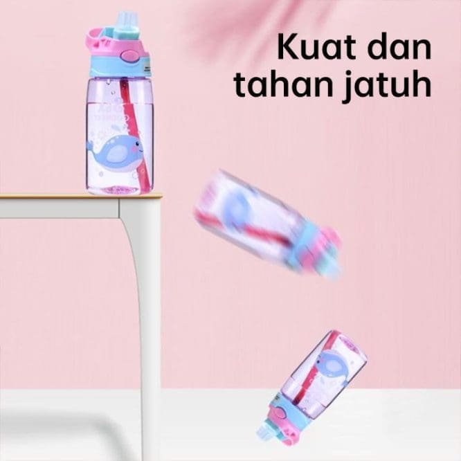 Botol Minum Anak Plastik BPA Free Dengan Sedotan 480ml