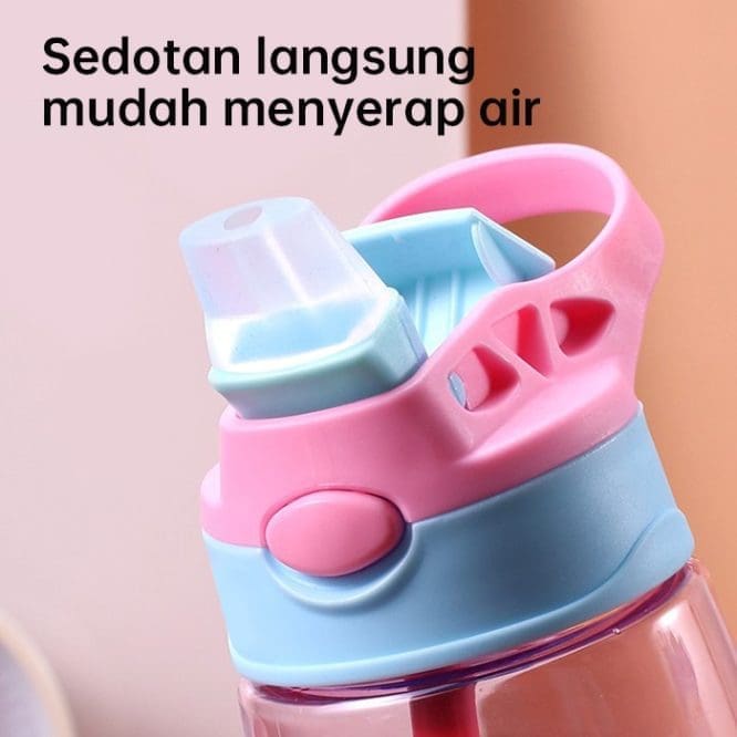 Botol Minum Anak Plastik BPA Free Dengan Sedotan 480ml