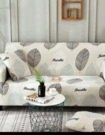 Cover Sarung Penutup Sofa Motif Krem Daun Uk. 1 Seater 90-140cm