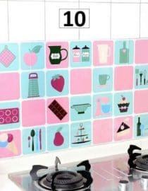 Wallpaper Dapur Anti Minyak dan Tahan Panas Motif Pink Food Uk. 75x45cm