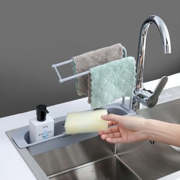 Rak Wastafel Dapur Adjustable Tempat Penyimpanan Sabun Cuci Piring Spons