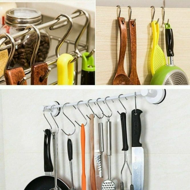 Cantolan Gantungan Hook Stainless Steel Serbaguna Model S Isi 5