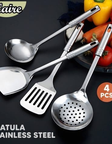 Isi 4pcs Set Spatula Masak Bahan Stainless Steel Anti Karat