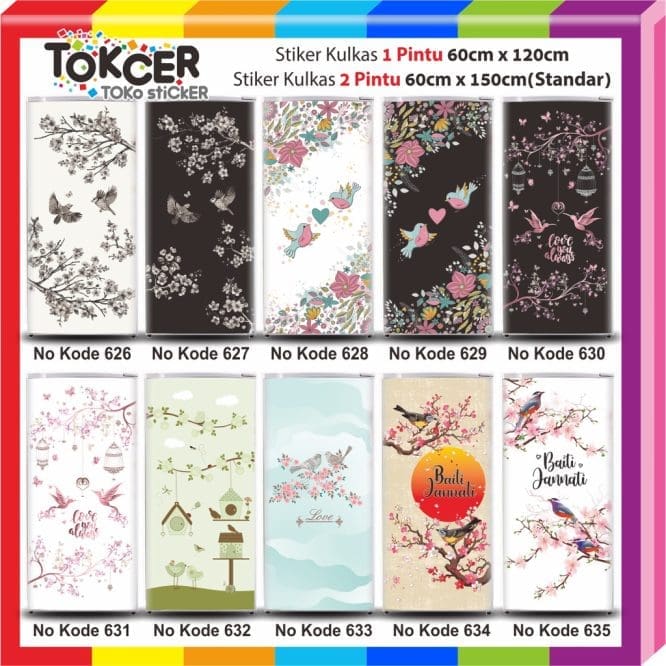 Stiker Kulkas 1 Pintu Motif 628 Uk. 60x120cm (Jika Mau Full Body Order 3pcs)