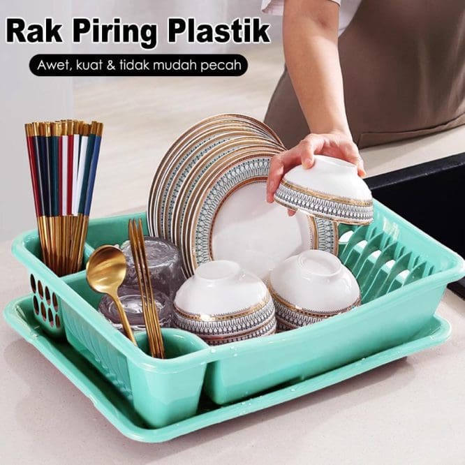Rak Piring Plastik TSO + Tatakan Penampung Air