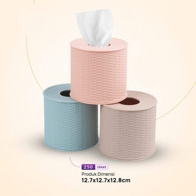 Tempat Tisu Roll Motif Rotan Bahan Plastik