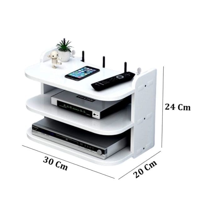 Rak Tempat Wifi Router Set Top Box DVD Modem 3 Susun Vintage M1024