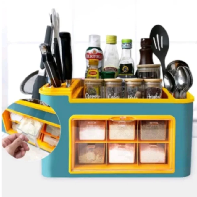 Rak Bumbu Dapur Crown All In Dengan 6 Laci + Tempat Pisau