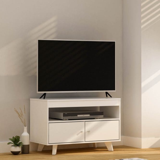 Meja Tv serbaguna, 79 Cm, 2 pintu flip, papan, perlu dirakit, Soja