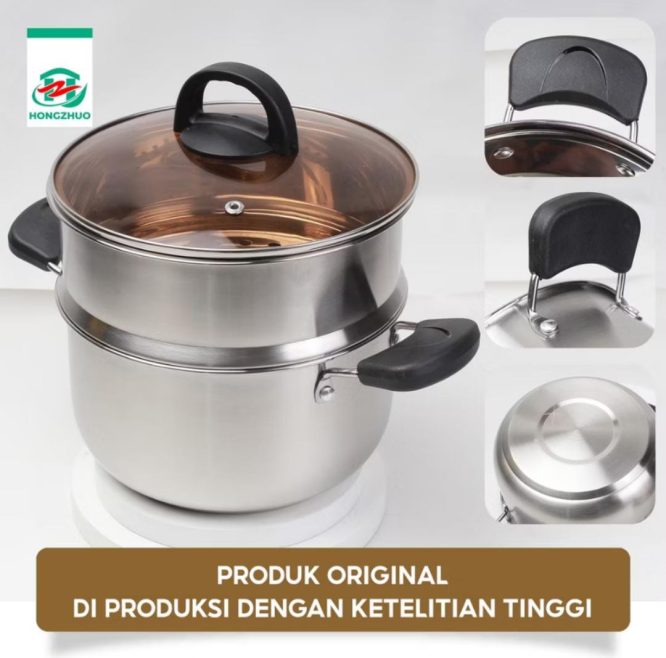 Panci Kukus Panci Steamer 2 Tingkat Full Stainless 2