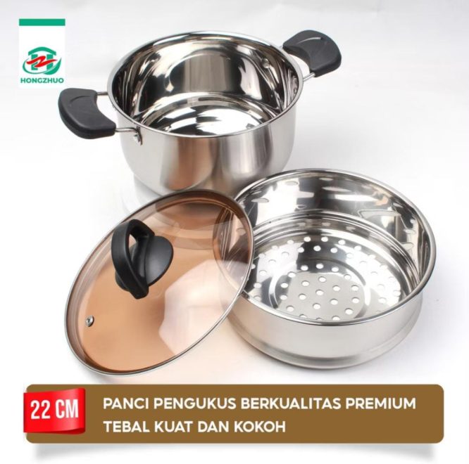 Panci Kukus Panci Steamer 2 Tingkat Full Stainless
