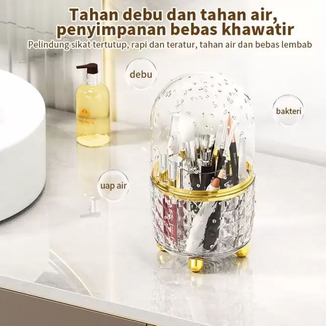 Tempat Kuas Rias Tempat Penyimpanan Serbaguna Putar Bahan Plastik