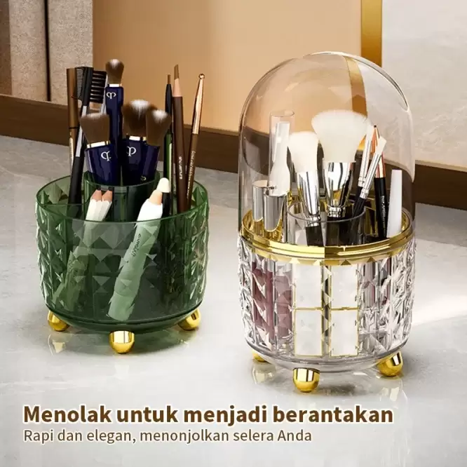Tempat Kuas Rias Tempat Penyimpanan Serbaguna Putar Bahan Plastik