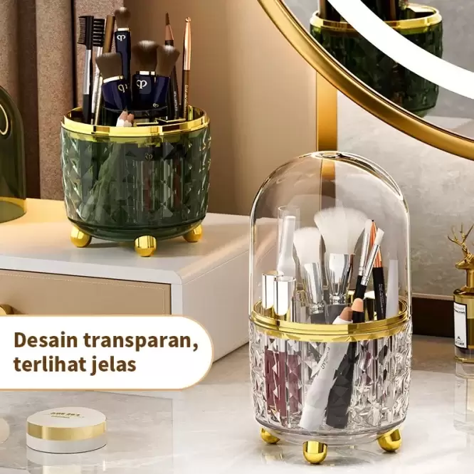 Tempat Kuas Rias Tempat Penyimpanan Serbaguna Putar Bahan Plastik