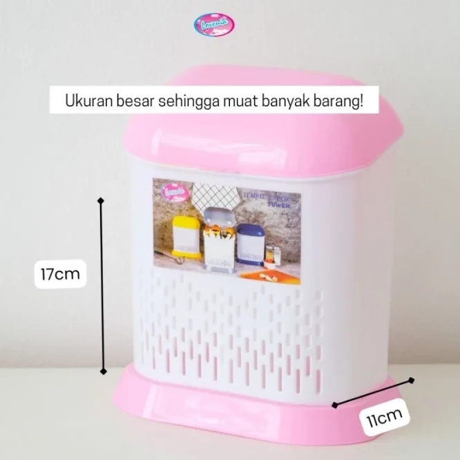 Tempat Sendok Tutup Dengan 2 Sekat Warna Random